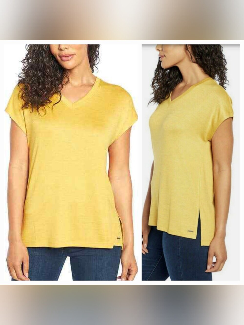 Orvis Women's V-Neck Short Sleeve Tunic Color Mustard Size  Large